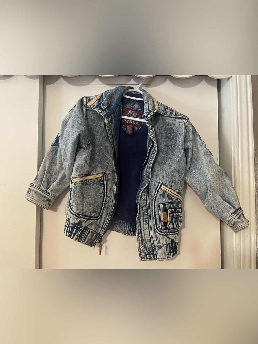 Kids Acid-Wash Denim Jacket in Light Blue
